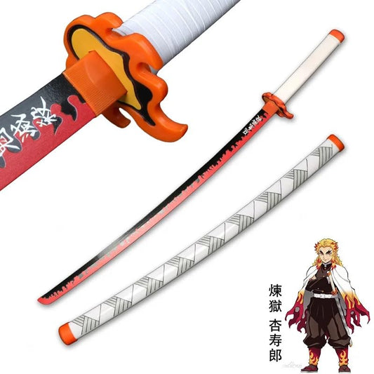 Kyojuro Rengoku Katana Replica – 104CM Demon Slayer Wooden Nichirin Sword