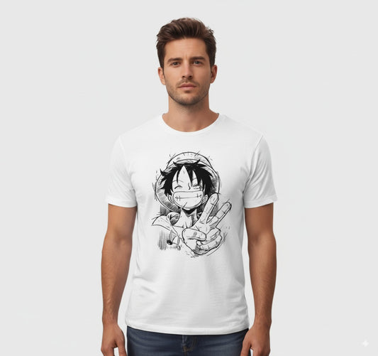 Round Neck Anime luffy Printed Tshirt