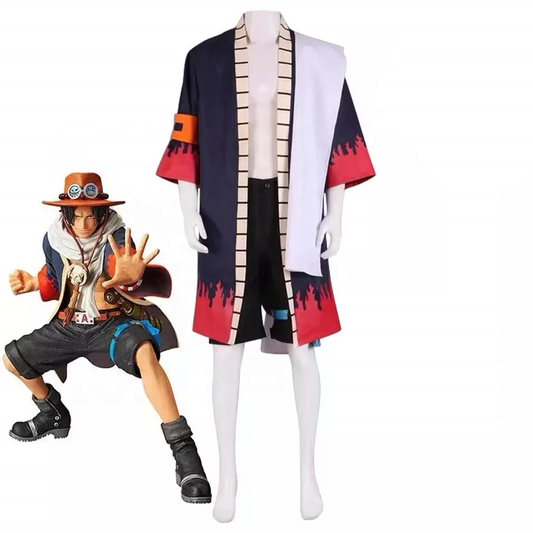 Portgas D. Ace Cosplay Costume | One Piece Flame Kimono Outfit | Complete Anime Cosplay Dress