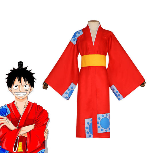 Monkey D. Luffy Cosplay Costume One Piece Wano Arc Kimono Outfit | Anime Cosplay Dress
