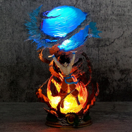 Dragoned Ball Spirit Bomb Goku Battle Damaged GK Statue - Light Up Effect Boxed Anime Figure Model Decor