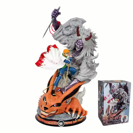 Minato Namikaze 4th Hokage Figure Statue – 24CM PVC Resin Figure with Kurama & Shinigami Figure | COD Avail.