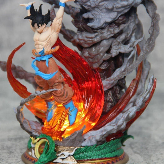Dragoned Ball Spirit Bomb Goku Battle Damaged GK Statue - Light Up Effect Boxed Anime Figure Model Decor