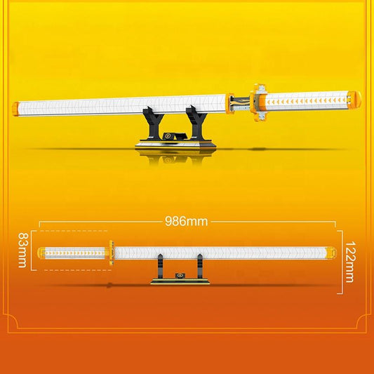 Zenitsu Nichirin Sword – 100cm Demon Slayer Katana | 956 pcs DIY Building Block Anime Collectible
