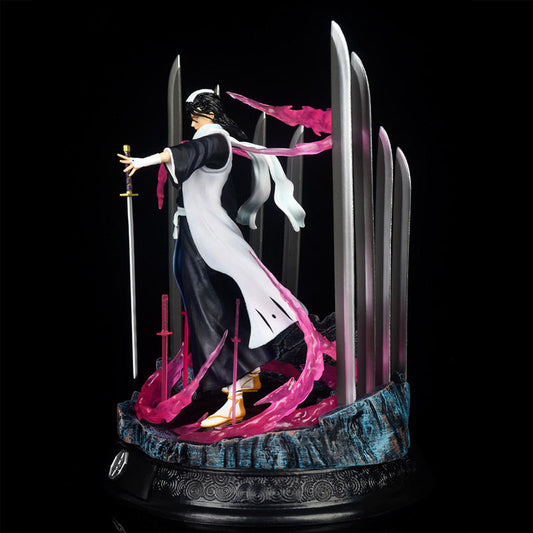 Original Bleach Byakuya Figure – 32.5CM Collectible Anime Statue Surrounded by Senbonzakura Blades