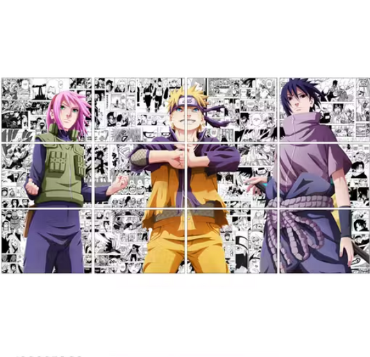 Team 7 (Naruto, Sasuke & Sakura) Anime Poster Pack | 12 Manga Art Prints | A4 Size