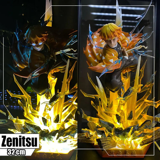 Zenitsu Agatsuma Demon Slayer Statue – 35CM PVC Collectible Anime Model with Red Eye Glow