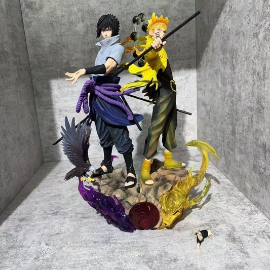Naruto Kurama Mode & Sasuke Battle Pose Statue – 37CM PVC Dual Figure Collectible Anime Model