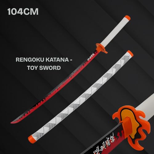 Kyojuro Rengoku Katana Replica – 104CM Demon Slayer Wooden Nichirin Sword