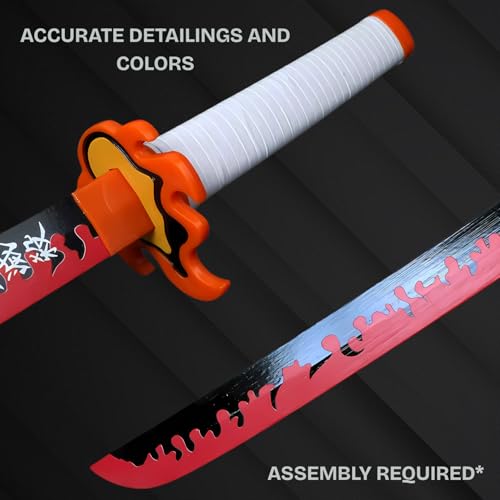 Kyojuro Rengoku Katana Replica – 104CM Demon Slayer Wooden Nichirin Sword
