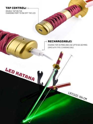 Roronoa Zoro Sandai Kitetsu LED Sword – 104CM Anime Replica Katana with Charging Function
