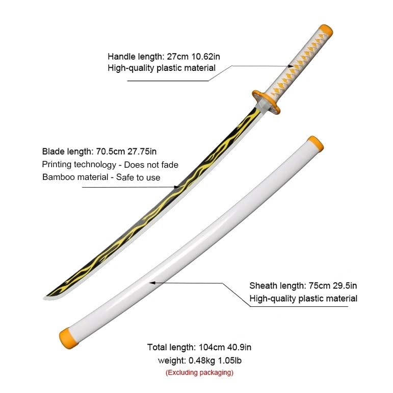 Zenitsu Agatsuma Katana Replica – 104CM Demon Slayer Wooden Nichirin Sword