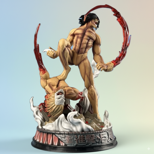 Premium Attack on Titan Statue – Eren Yeager 29CM Attack Titan vs Jaw Titan PVC