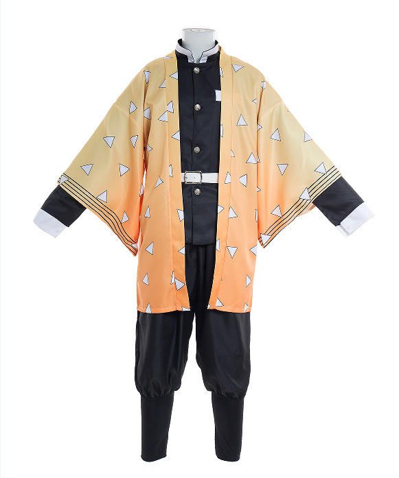 Agatsuma Zenitsu Cosplay Costume | Demon Slayer Kimono Uniform | Kimetsu No Yaiba Anime Outfit