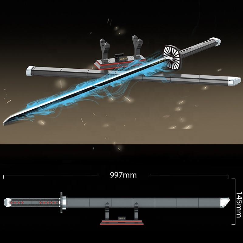 Demon Slayer Nichirin Katana (Tanjirou) – 100cm DIY Sword Replica | 759pcs Japanese Building Block Kit
