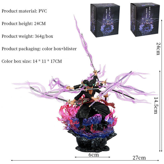 One Pieces Anime Figure Roronoa Zoro Gk Three Heads and Six Arms Nine Katana Flow Ashura PVC Action Figurine Model Toys