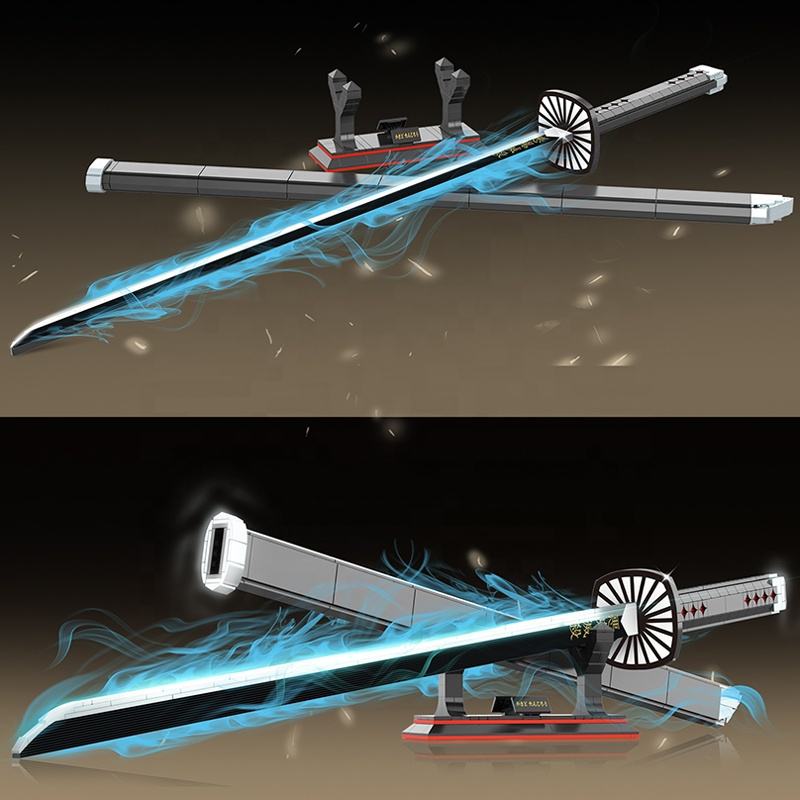 Demon Slayer Nichirin Katana (Tanjirou) – 100cm DIY Sword Replica | 759pcs Japanese Building Block Kit