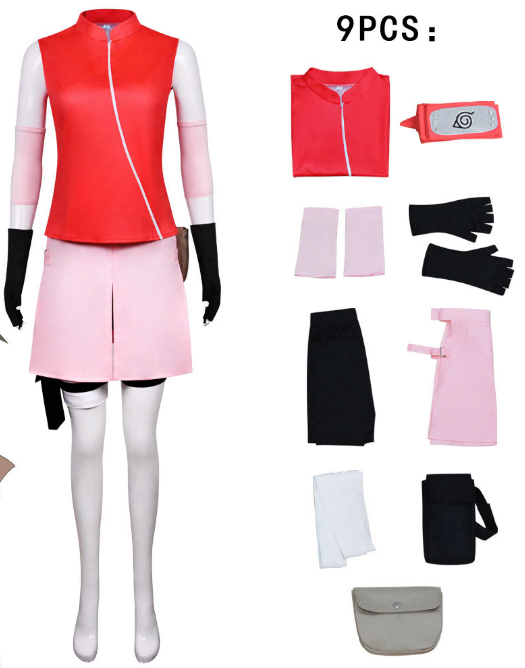 Sakura Haruno Cosplay Costume | Naruto Anime Outfit | Shippuden / Baruto Cosplay Dress