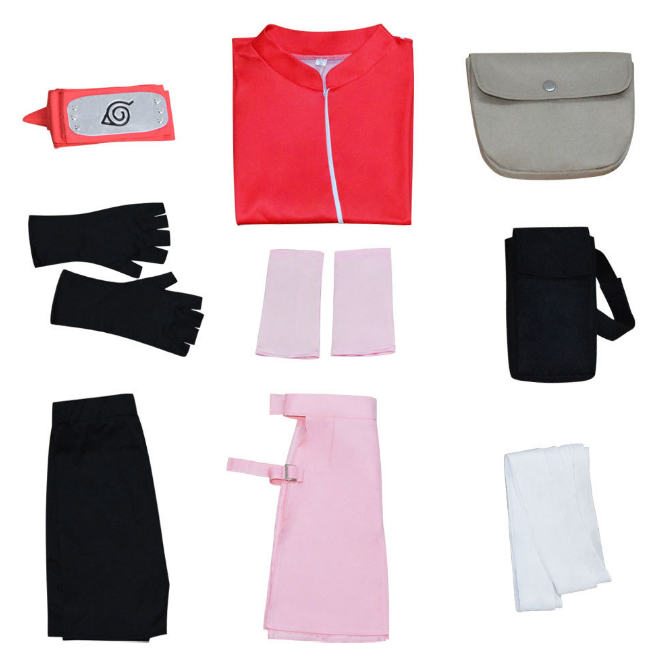 Sakura Haruno Cosplay Costume | Naruto Anime Outfit | Shippuden / Baruto Cosplay Dress