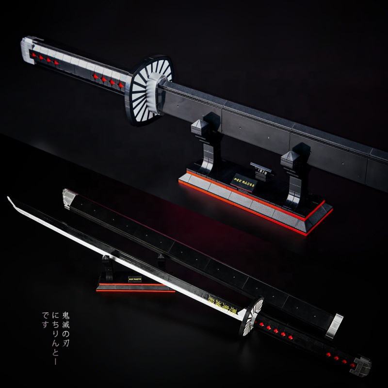 Demon Slayer Nichirin Katana (Tanjirou) – 100cm DIY Sword Replica | 759pcs Japanese Building Block Kit