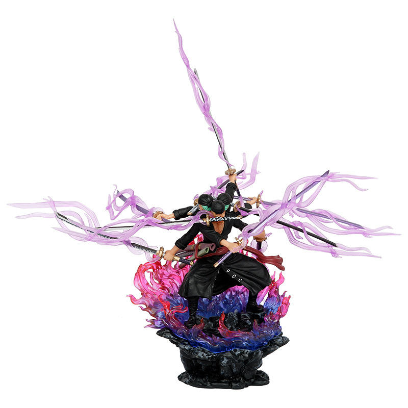 One Pieces Anime Figure Roronoa Zoro Gk Three Heads and Six Arms Nine Katana Flow Ashura PVC Action Figurine Model Toys