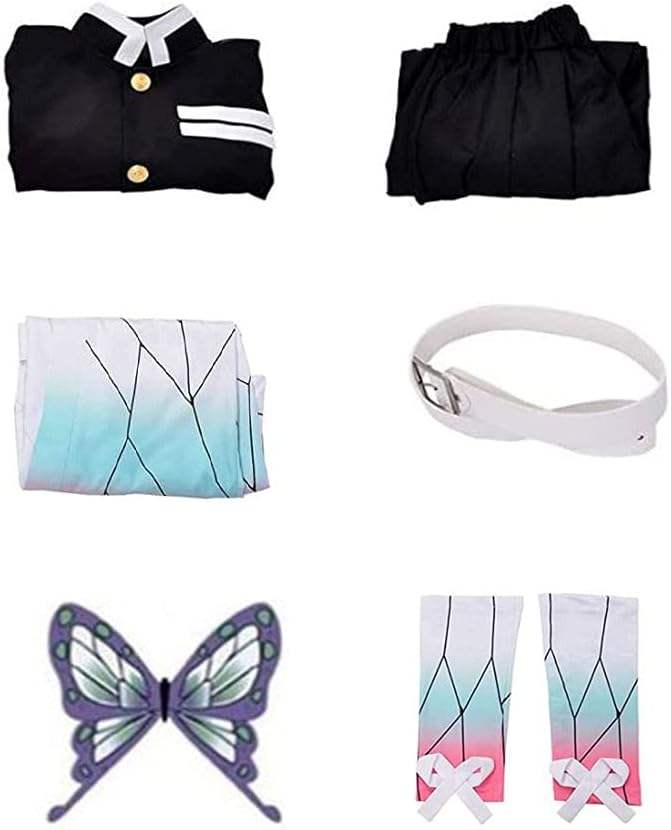 Kochou Shinobu Kids Cosplay Costume | Demon Slayer Kimono Outfit | Kimetsu No Yaiba Cotton Blend Dress