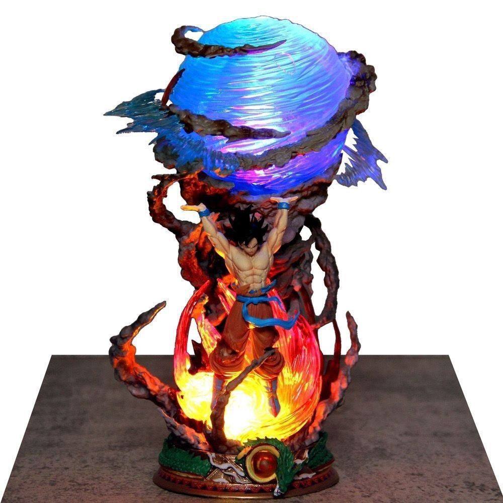 Dragoned Ball Spirit Bomb Goku Battle Damaged GK Statue - Light Up Effect Boxed Anime Figure Model Decor