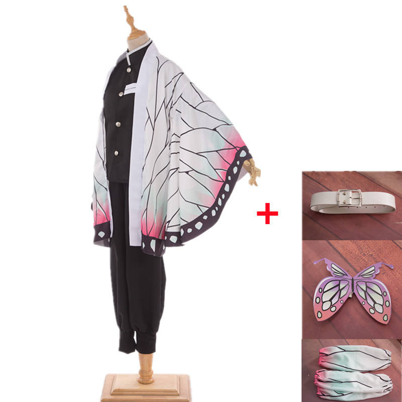 Kochou Shinobu Kids Cosplay Costume | Demon Slayer Kimono Outfit | Kimetsu No Yaiba Cotton Blend Dress