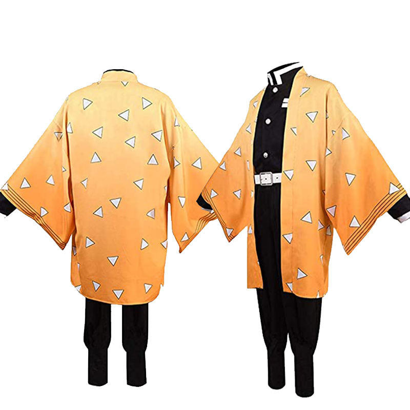 Agatsuma Zenitsu Cosplay Costume | Demon Slayer Kimono Uniform | Kimetsu No Yaiba Anime Outfit