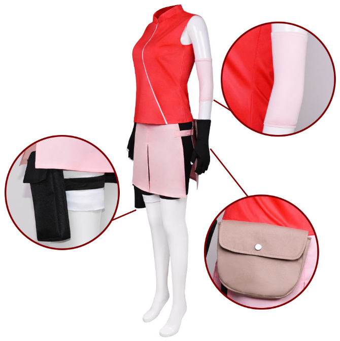 Sakura Haruno Cosplay Costume | Naruto Anime Outfit | Shippuden / Baruto Cosplay Dress
