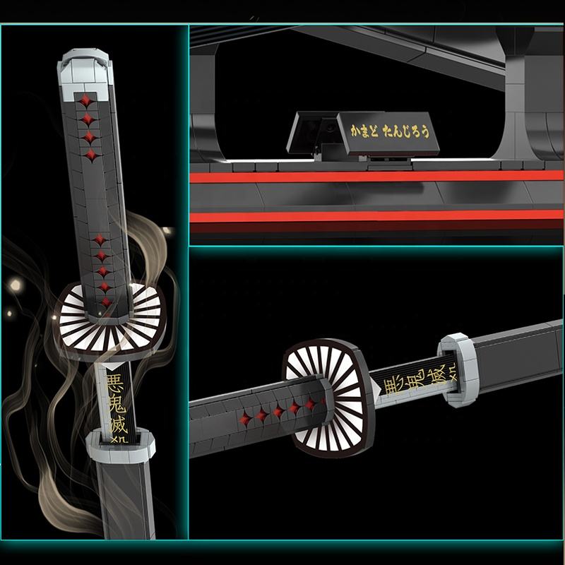 Demon Slayer Nichirin Katana (Tanjirou) – 100cm DIY Sword Replica | 759pcs Japanese Building Block Kit