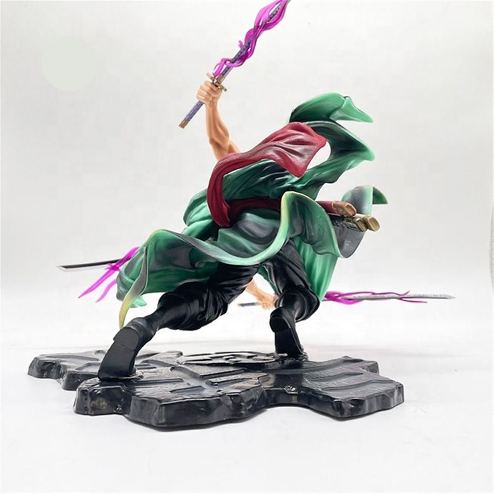 One Piece Roronoa Zoro Black Base Action Figure Set Height- 18cm Authentic Design, Highly Detailed-Exact Replica of Image (Dual Head Attachments)