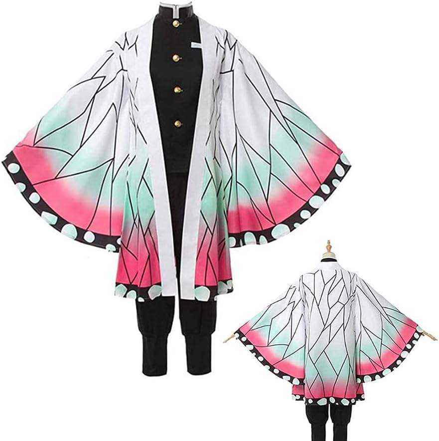 Kochou Shinobu Kids Cosplay Costume | Demon Slayer Kimono Outfit | Kimetsu No Yaiba Cotton Blend Dress