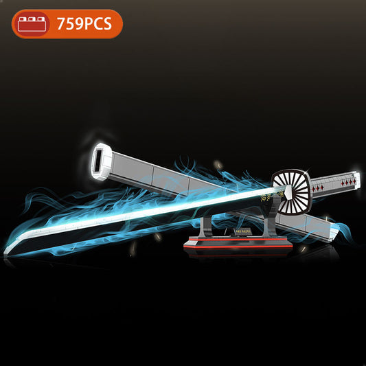 Demon Slayer Nichirin Katana (Tanjirou) – 100cm DIY Sword Replica | 759pcs Japanese Building Block Kit