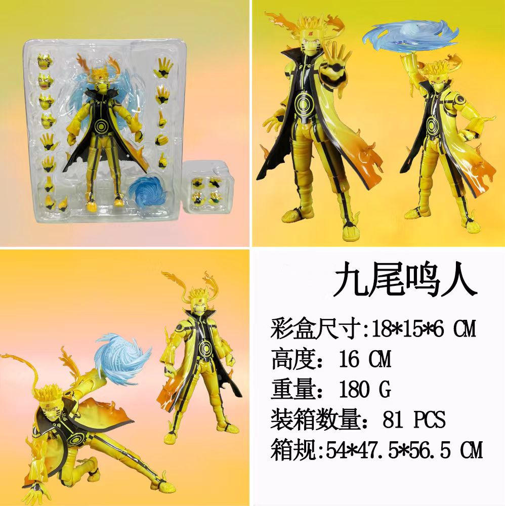 Naruto Uzumaki Sage Mode Figure – 16CM Movable PVC Collectible with 4 Faces, 10+ Hand Signs & 2 Rasengan