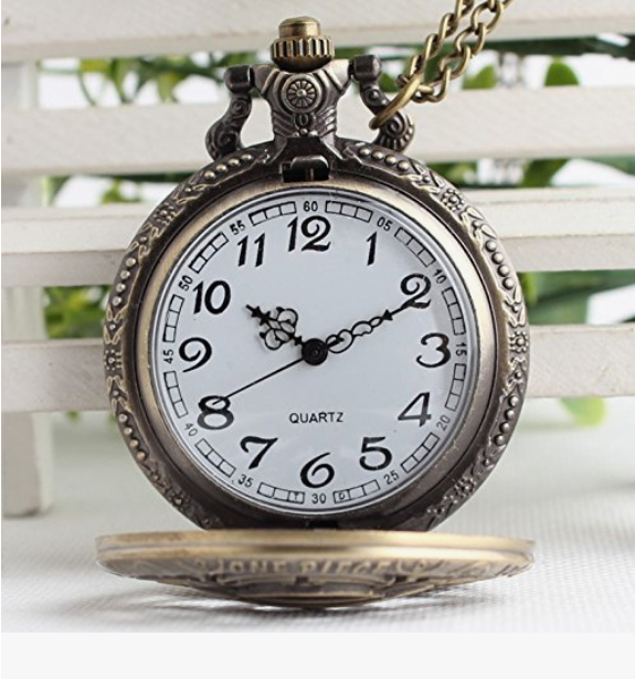 Anime One Piece theme bronze metal pocket watch keychain