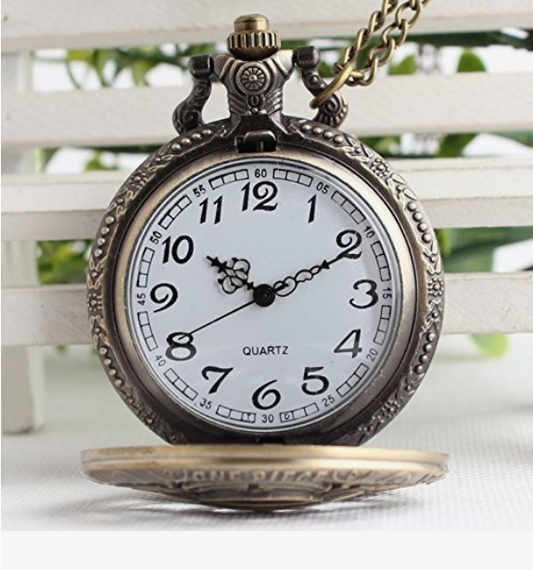 Anime One Piece theme bronze metal pocket watch keychain