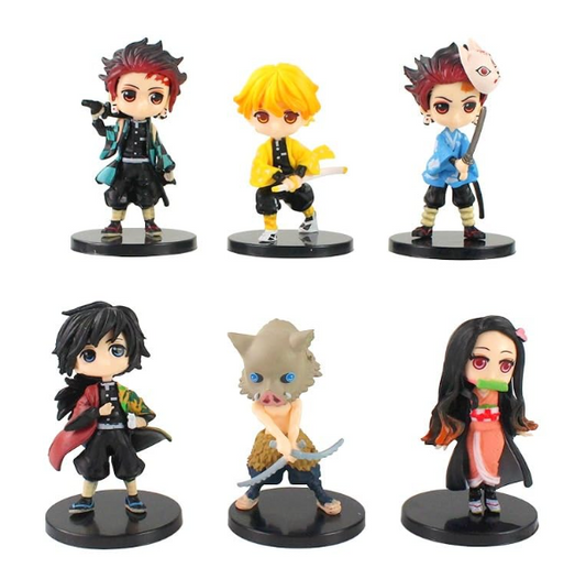 Anime Demon Slayer 6pcs Set Action Figure Height- 7cm Authentic Design, Highly Detailed-Exact Replica of Image