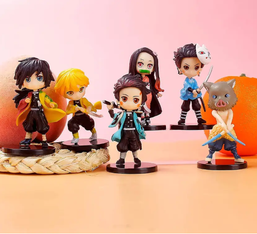 Anime Demon Slayer 6pcs Set Action Figure Height- 7cm Authentic Design, Highly Detailed-Exact Replica of Image