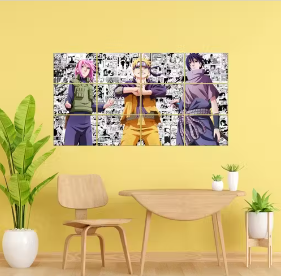 Team 7 (Naruto, Sasuke & Sakura) Anime Poster Pack | 12 Manga Art Prints | A4 Size