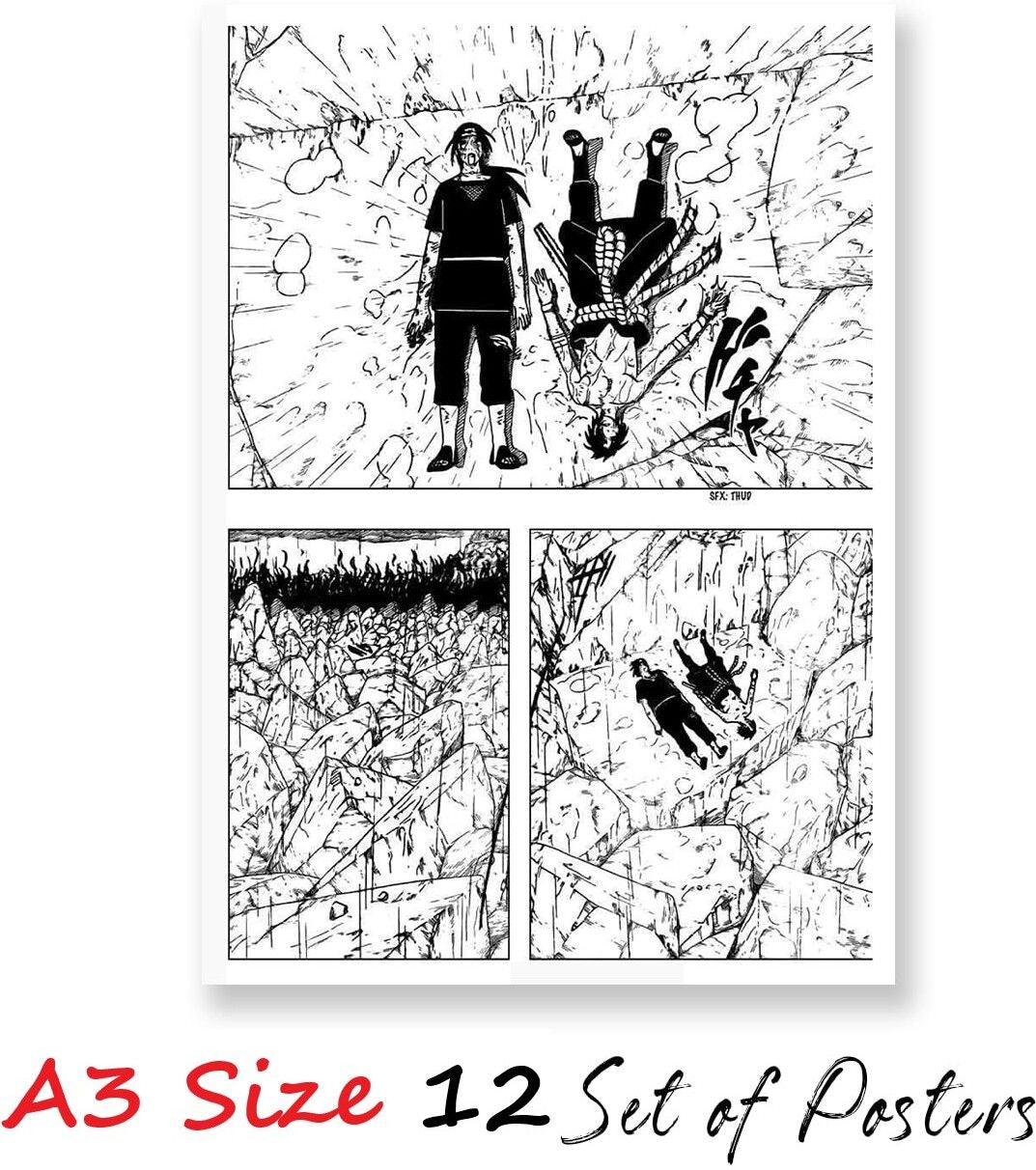 Itachi Uchiha Manga Panel Poster Pack of 12 | ThePosterMart Anime Wall Art | A4 Size
