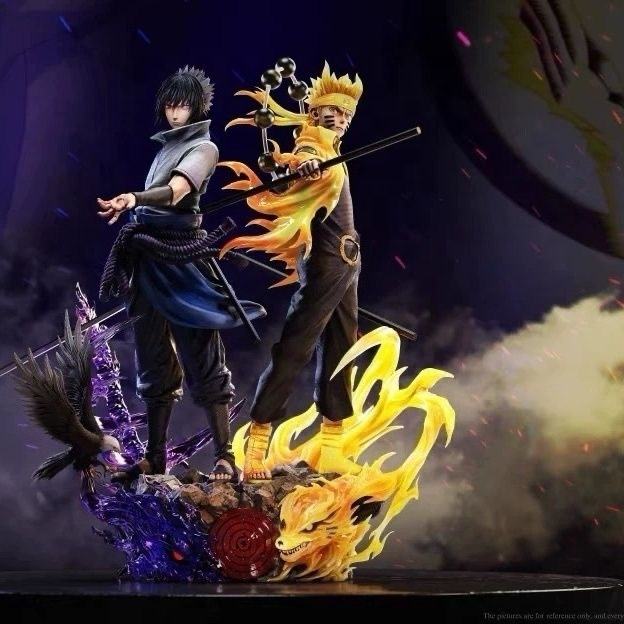 Naruto Kurama Mode & Sasuke Battle Pose Statue – 37CM PVC Dual Figure Collectible Anime Model