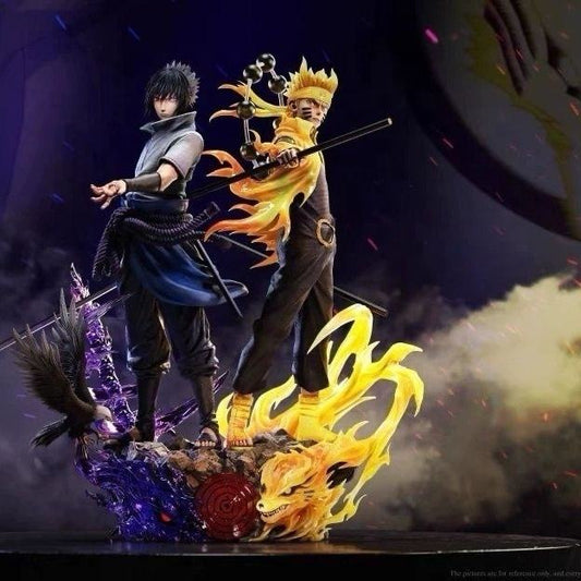 Naruto Kurama Mode & Sasuke Battle Pose Statue – 37CM PVC Dual Figure Collectible Anime Model