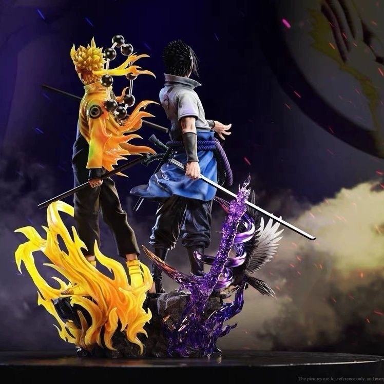 Naruto Kurama Mode & Sasuke Battle Pose Statue – 37CM PVC Dual Figure Collectible Anime Model