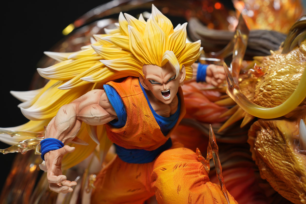 DBZ Son Goku Dragon Fist Figure – Super Saiyan 3 Anime Statue Model
