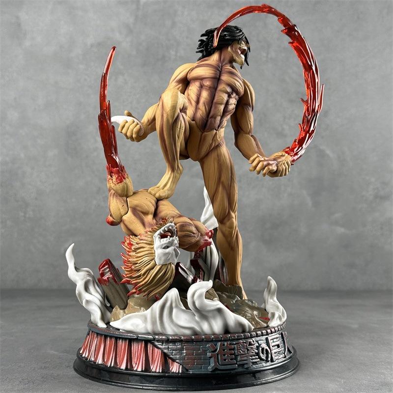 Premium Attack on Titan Statue – Eren Yeager 29CM Attack Titan vs Jaw Titan PVC