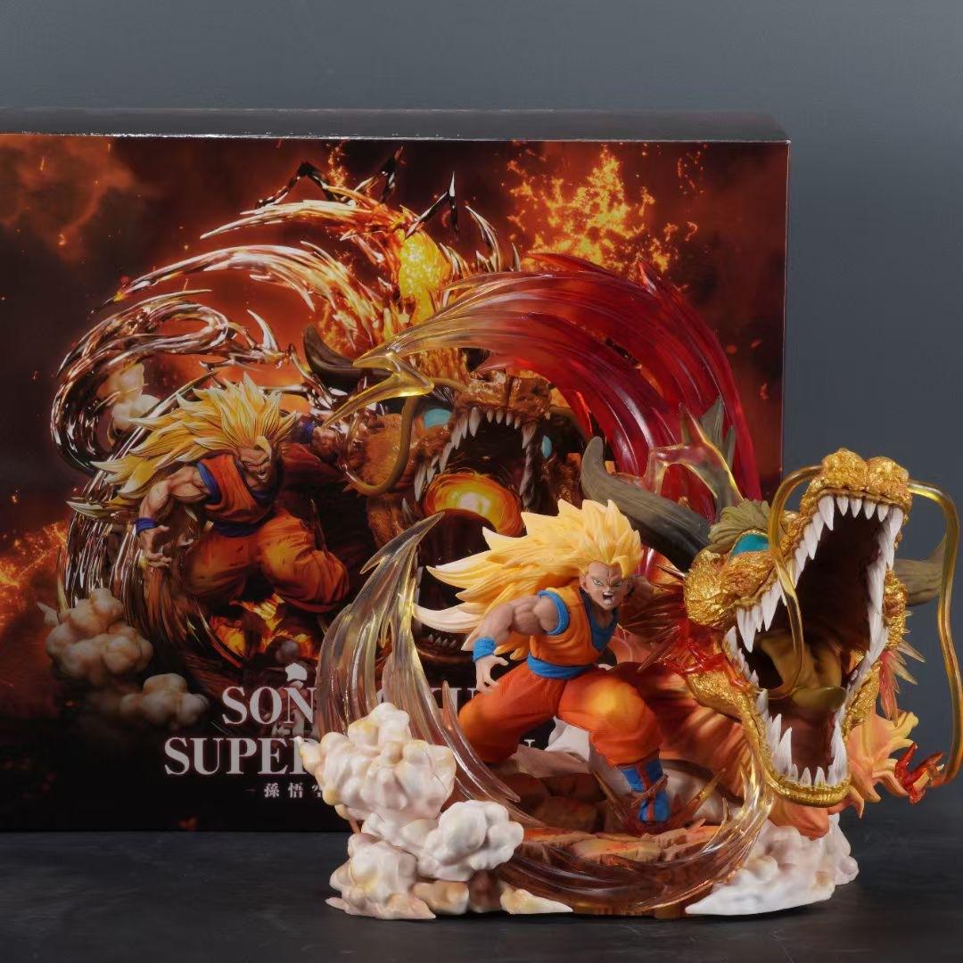 DBZ Son Goku Dragon Fist Figure – Super Saiyan 3 Anime Statue Model