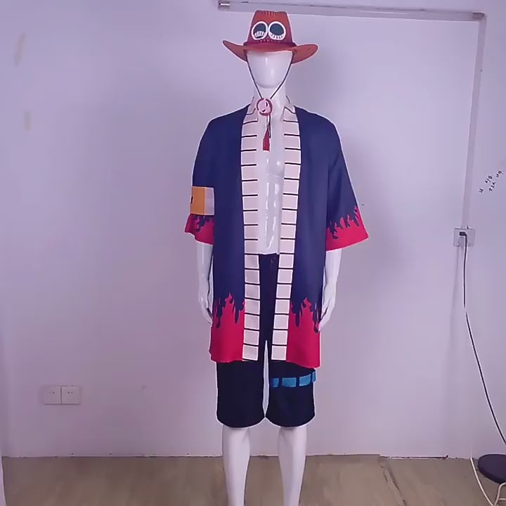 Portgas D. Ace Cosplay Costume | One Piece Flame Kimono Outfit | Complete Anime Cosplay Dress