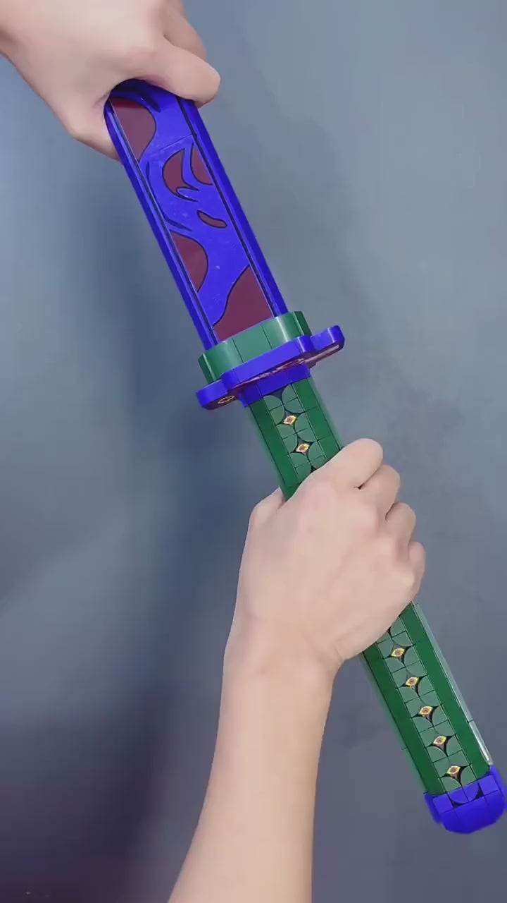 DIY Demon Slayer Kokushibō Katana – 789pcs Building Block Sword | 100cm Anime Nichirin Blade Model