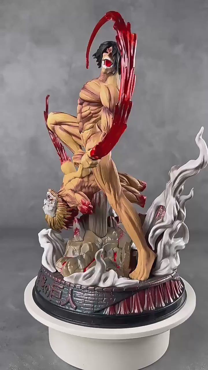 Premium Attack on Titan Statue – Eren Yeager 29CM Attack Titan vs Jaw Titan PVC